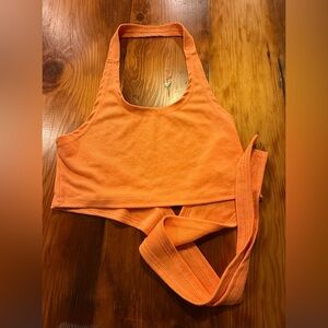 Orange Women's Halter Crop Top